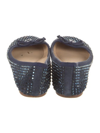 Tory Burch Suede Crystal Embellishments Ballet Flats