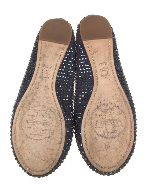 Tory Burch Suede Crystal Embellishments Ballet Flats