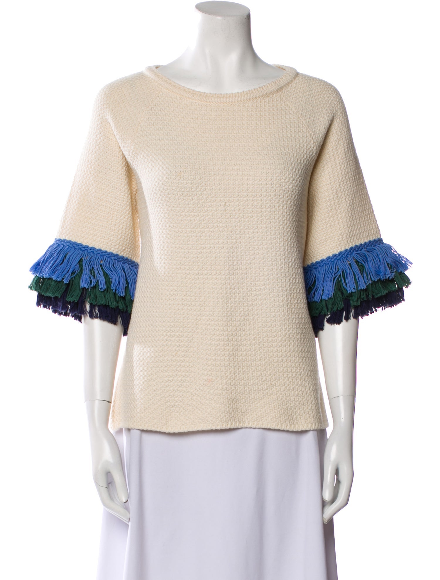 Tory Burch Wool Colorblock Pattern Sweater