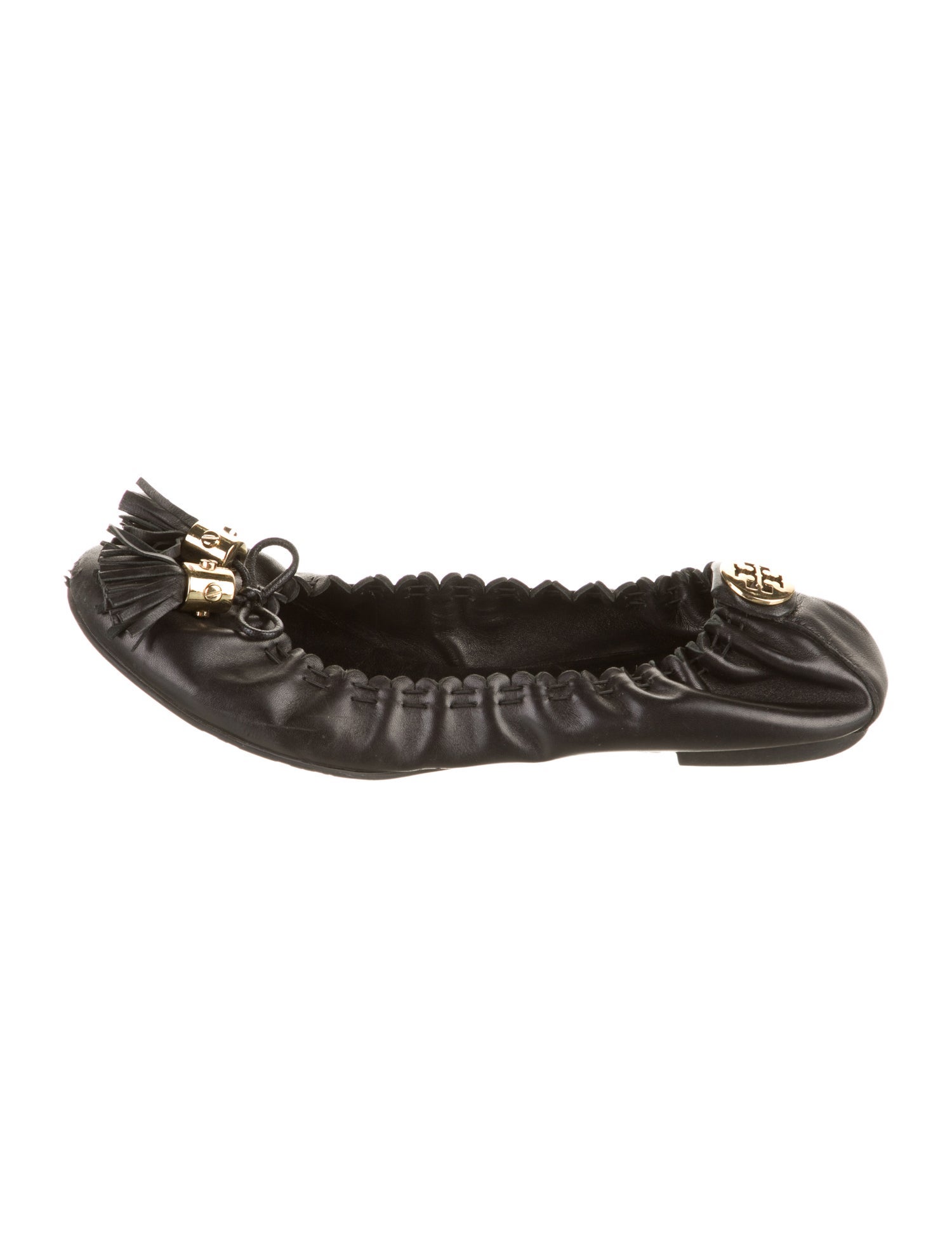 Tory Burch Leather Whipstitch Trim Ballet Flats