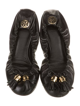 Tory Burch Leather Whipstitch Trim Ballet Flats