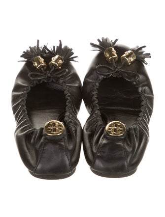 Tory Burch Leather Whipstitch Trim Ballet Flats