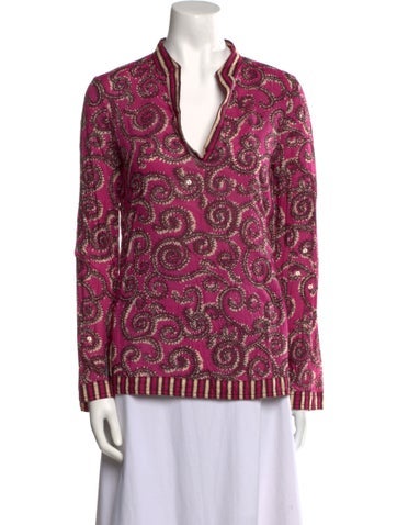 Tory Burch Tops Printed V-Neck Tunic S