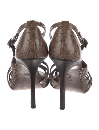 Tory Burch Embossed Leather Animal Print Slingback Sandals