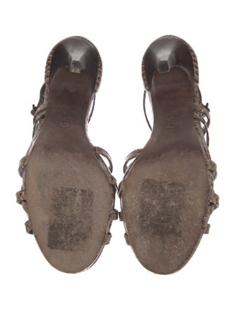 Tory Burch Embossed Leather Animal Print Slingback Sandals