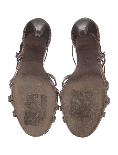 Tory Burch Embossed Leather Animal Print Slingback Sandals