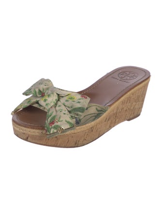 Tory Burch Leather Floral Print Slides