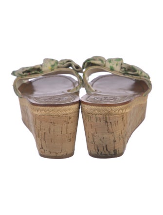 Tory Burch Leather Floral Print Slides