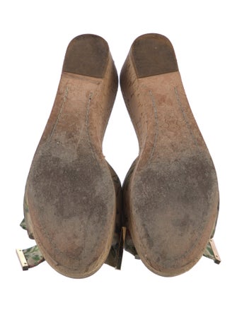 Tory Burch Leather Floral Print Slides