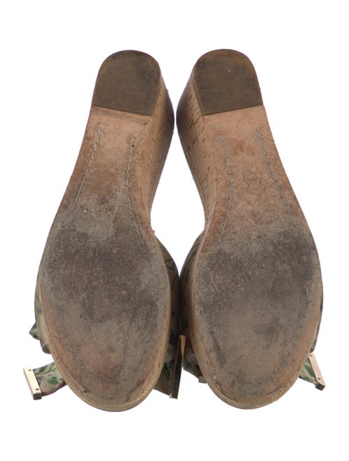 Tory Burch Leather Floral Print Slides