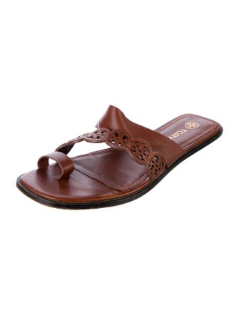 Tory Burch Leather Cutout Accent Slides