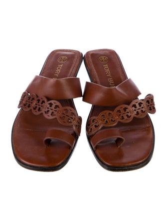 Tory Burch Leather Cutout Accent Slides