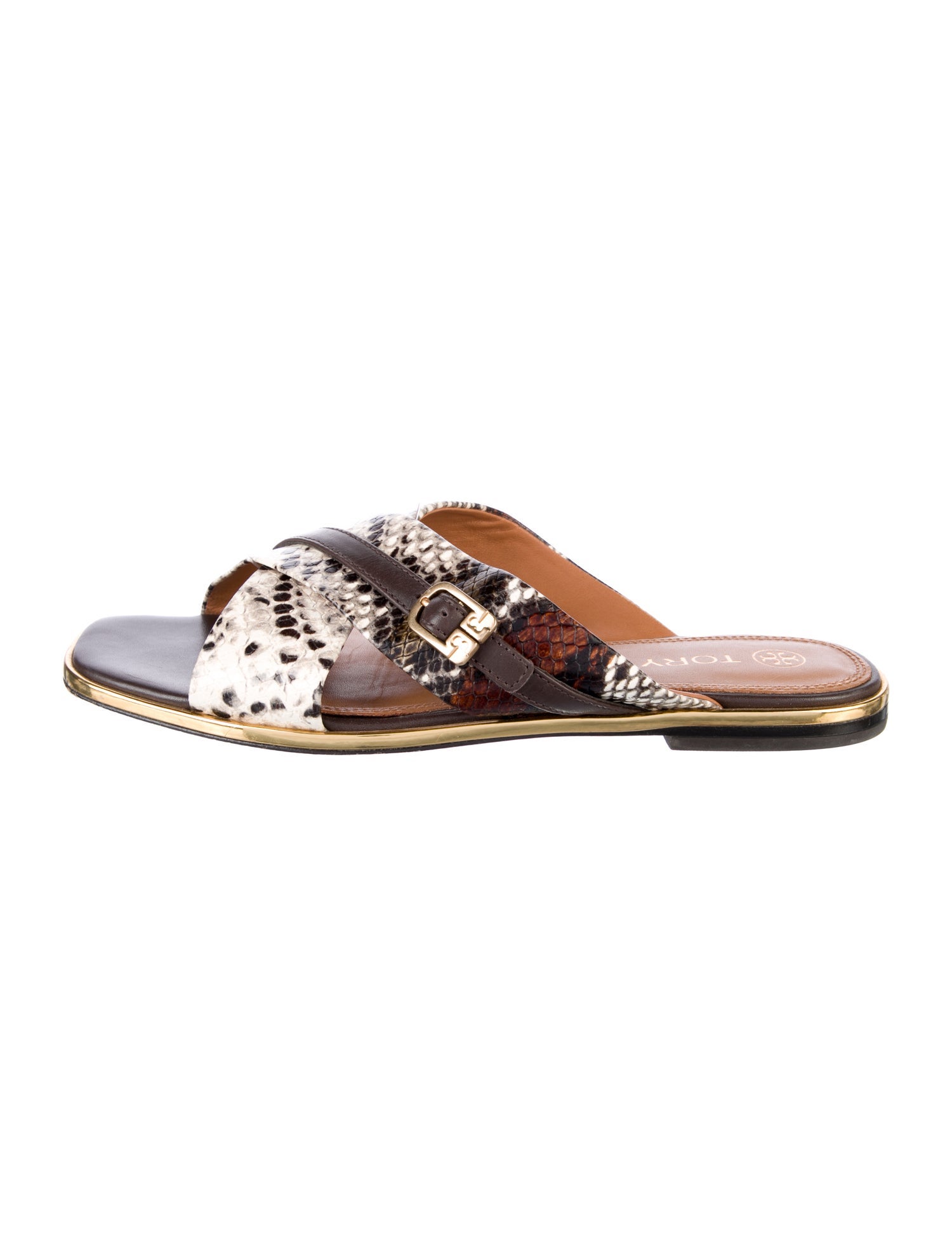 Tory Burch Leather Animal Print Slides
