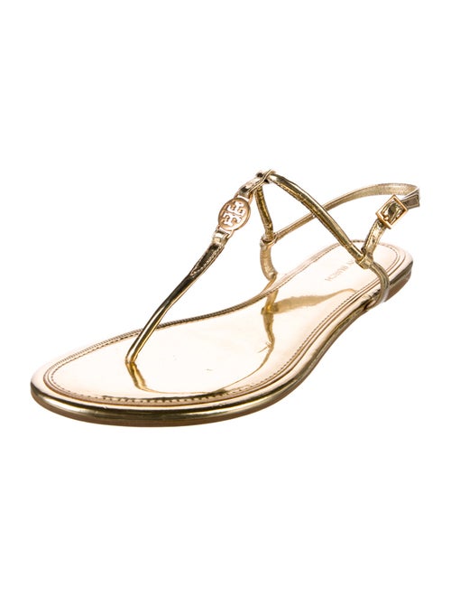 Tory Burch Patent Leather Printed T-Strap Sandals