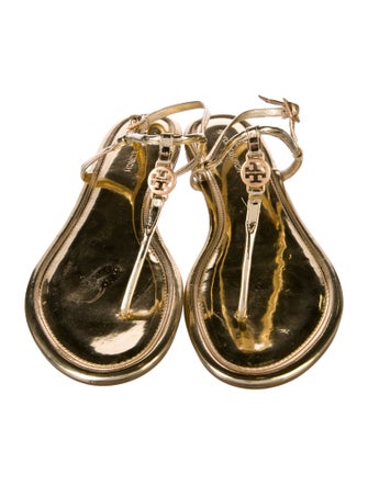 Tory Burch Patent Leather Printed T-Strap Sandals
