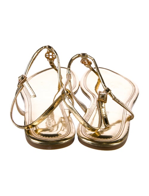 Tory Burch Patent Leather Printed T-Strap Sandals