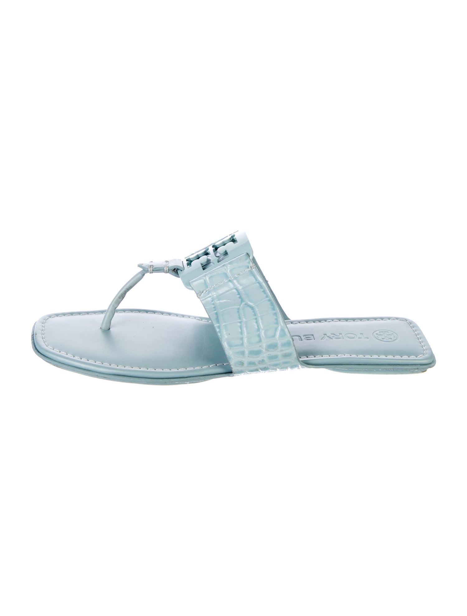 Tory Burch Embossed Leather Flip Flops