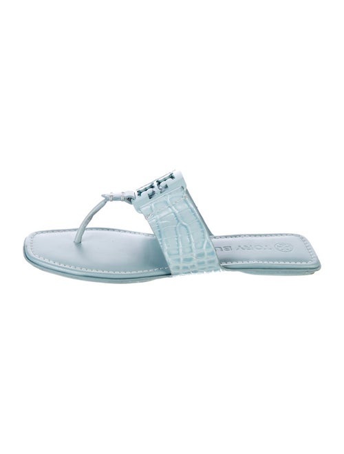 Tory Burch Embossed Leather Flip Flops