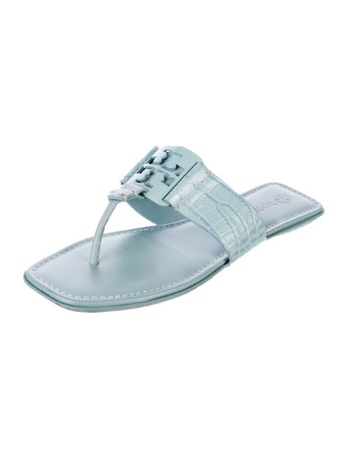Tory Burch Embossed Leather Flip Flops