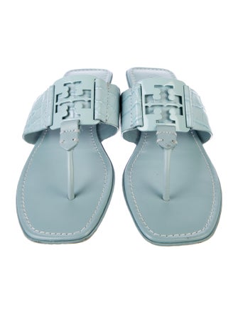Tory Burch Embossed Leather Flip Flops