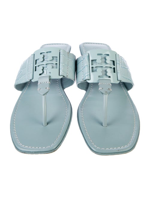 Tory Burch Embossed Leather Flip Flops