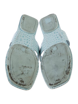 Tory Burch Embossed Leather Flip Flops