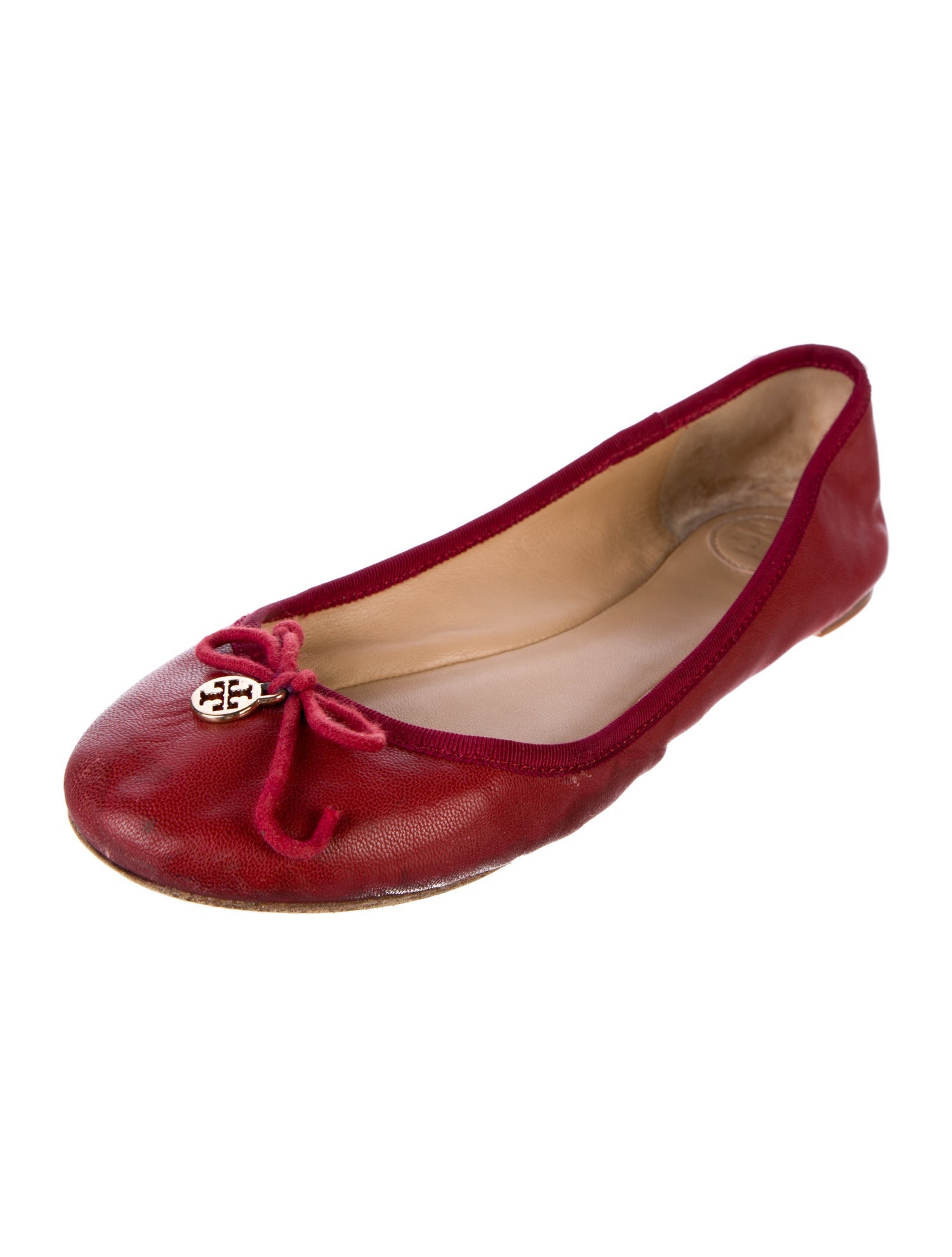 Tory Burch Leather Bow Accents Ballet Flats