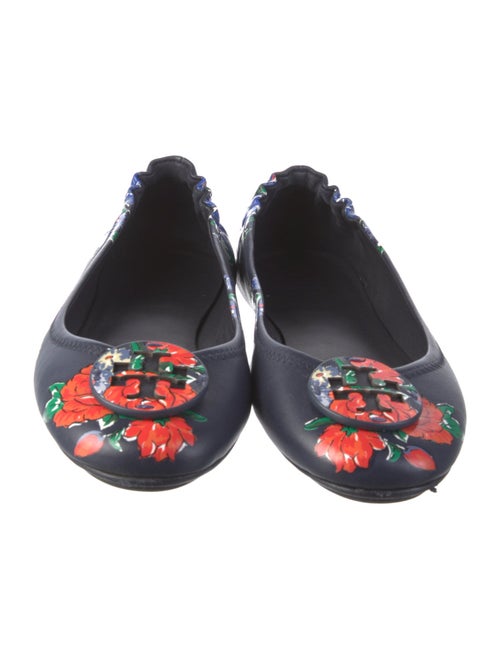 Tory Burch Leather Floral Print Ballet Flats