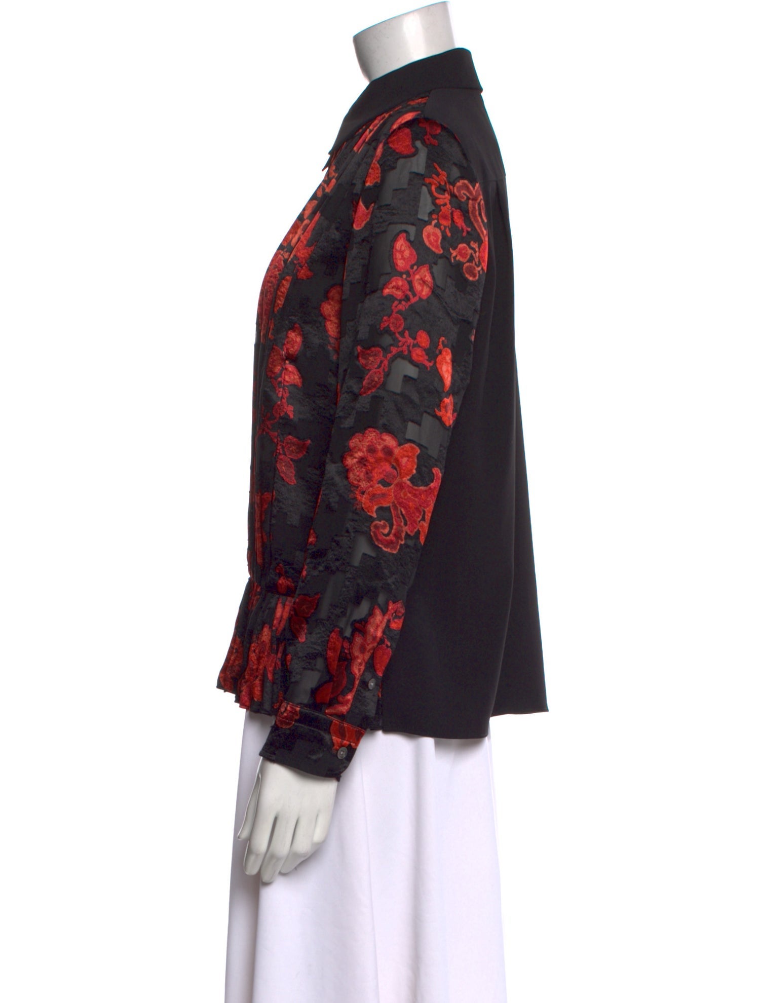 Tory Burch Floral Print Long Sleeve Button-Up Top