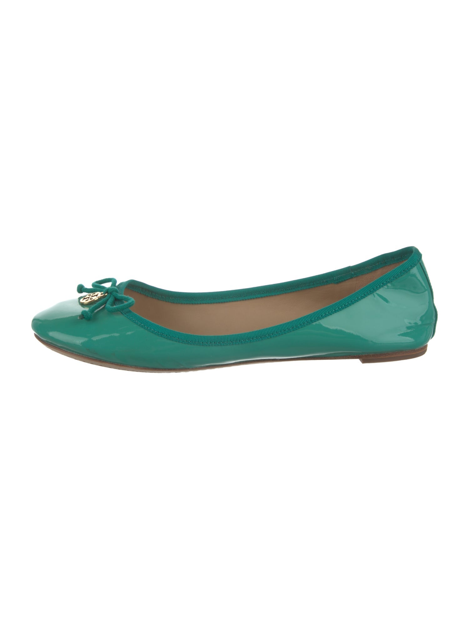 Tory Burch Patent Leather Bow Accents Ballet Flats