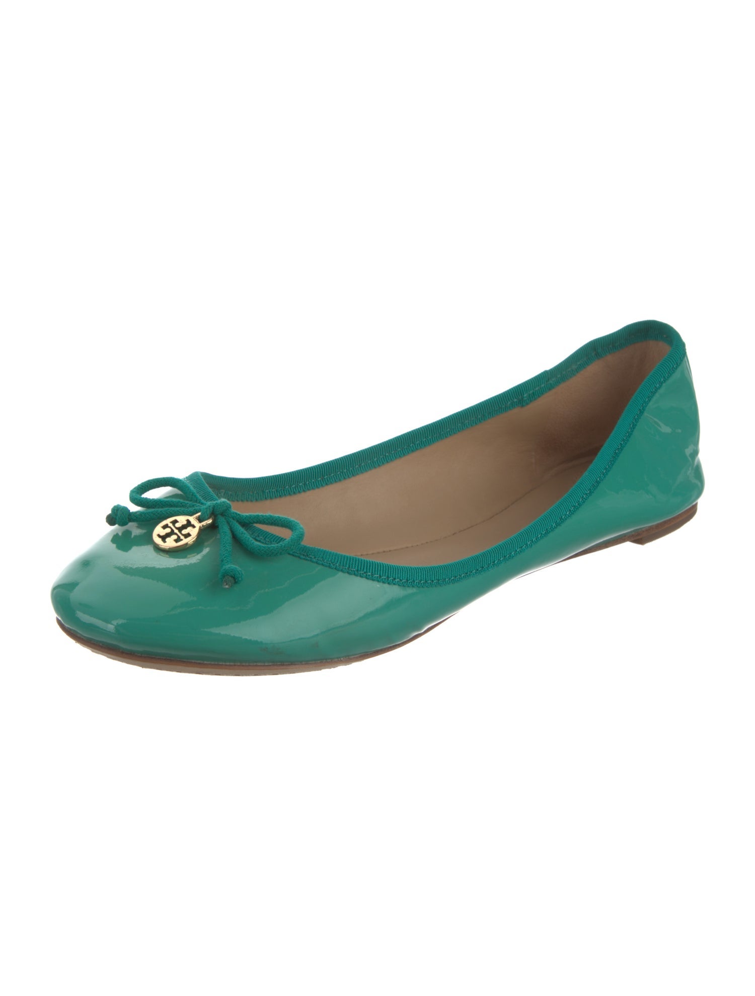 Tory Burch Patent Leather Bow Accents Ballet Flats