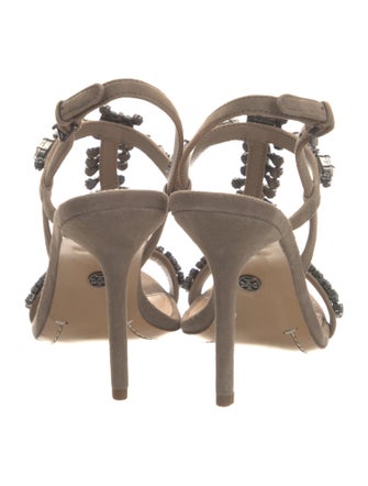 Tory Burch Suede Crystal Embellishments Slingback Sandals