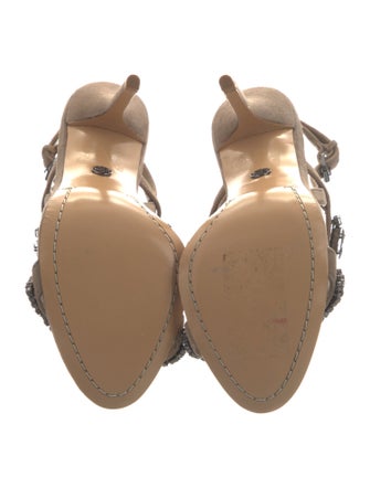 Tory Burch Suede Crystal Embellishments Slingback Sandals