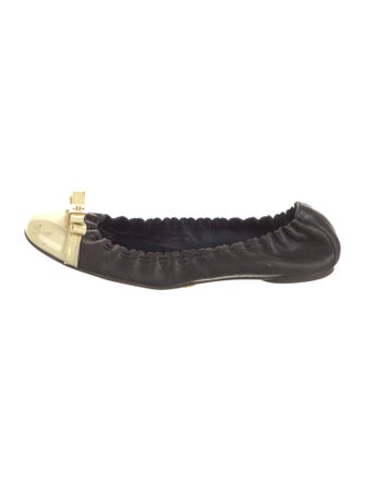 Tory Burch Leather Whipstitch Trim Ballet Flats