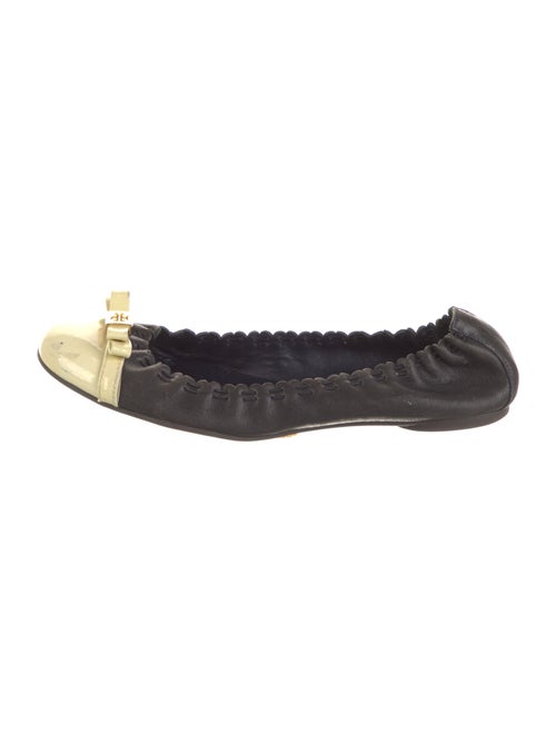 Tory Burch Leather Whipstitch Trim Ballet Flats