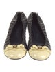 Tory Burch Leather Whipstitch Trim Ballet Flats