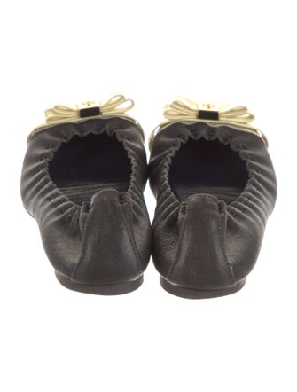 Tory Burch Leather Whipstitch Trim Ballet Flats