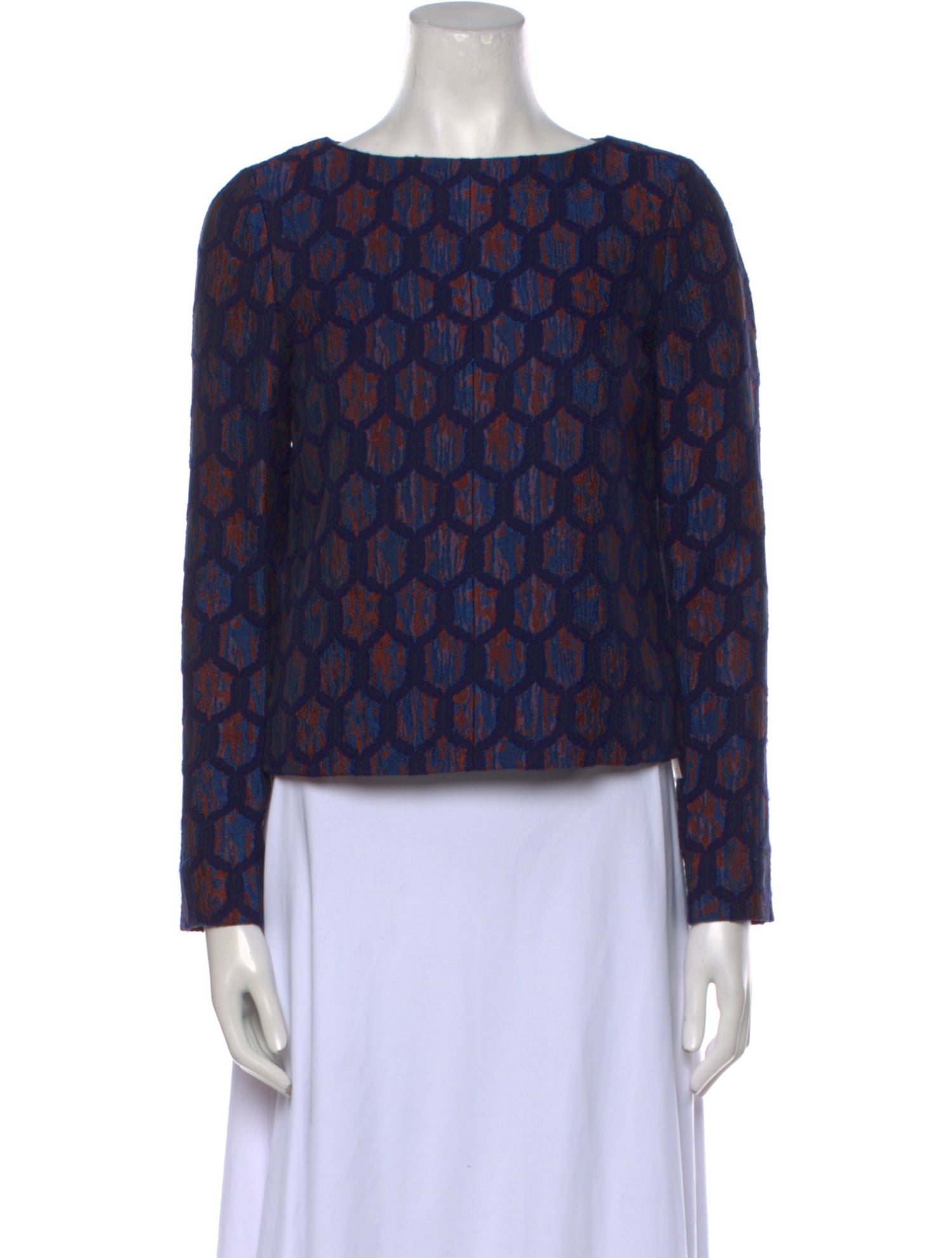 Tory Burch Printed Bateau Neckline Blouse