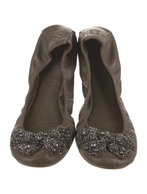 Tory Burch Leather Bow Accents Ballet Flats