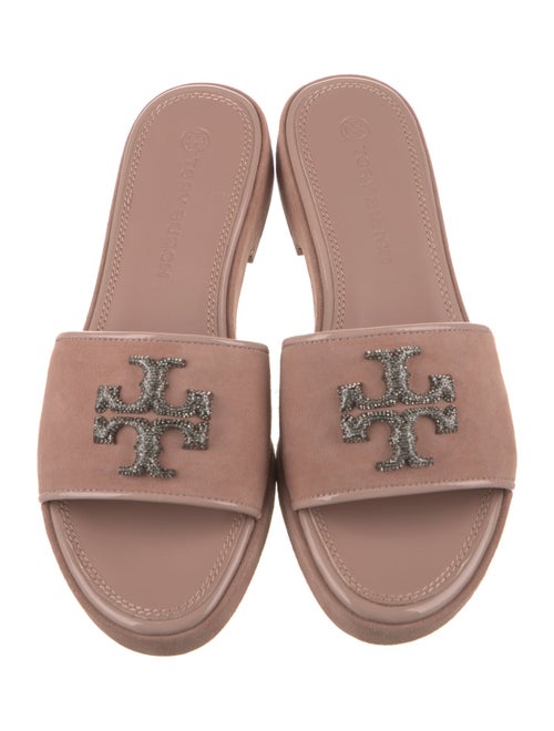 Tory Burch Suede Crystal Embellishments Slides