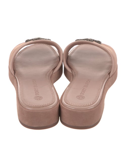 Tory Burch Suede Crystal Embellishments Slides