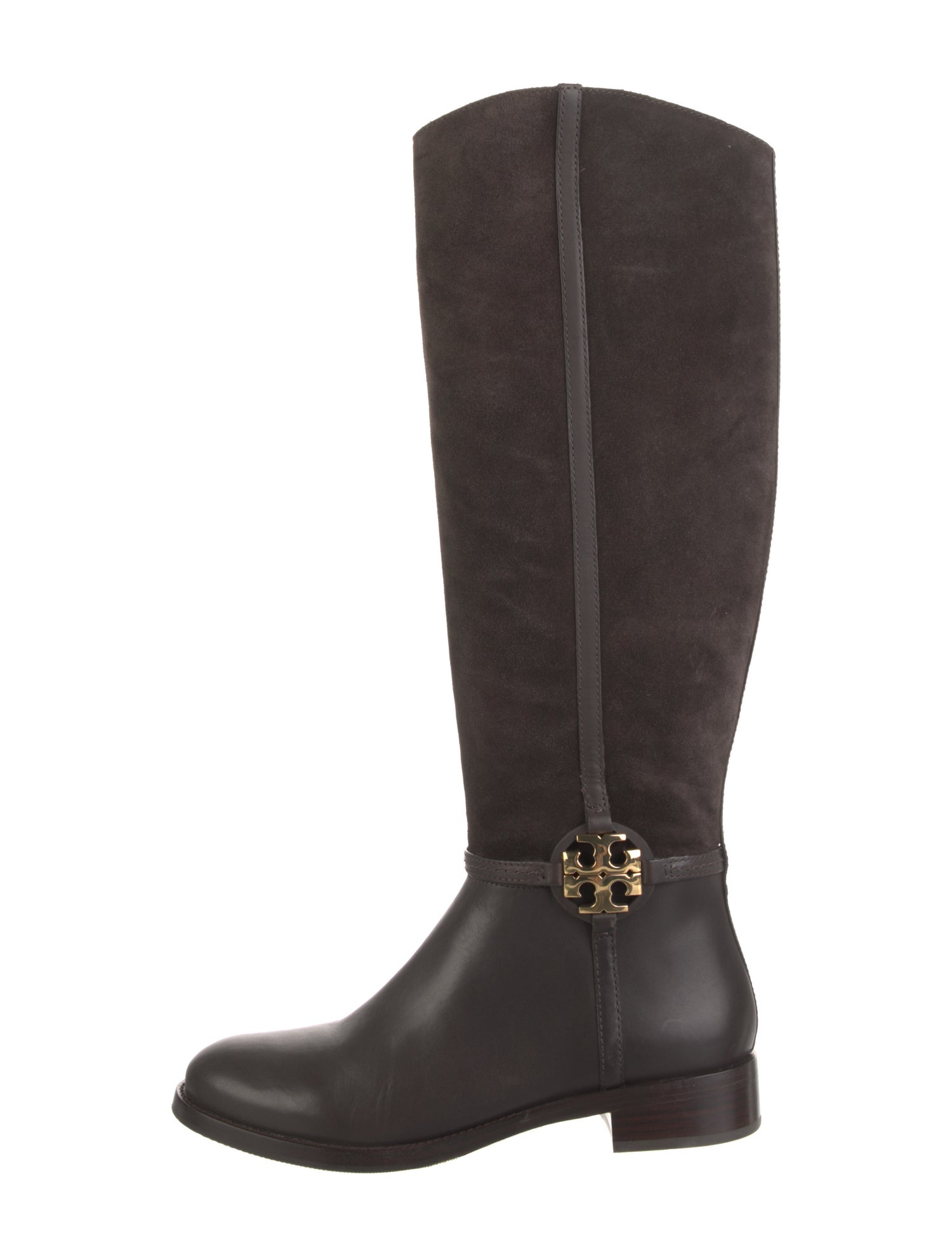 Tory Burch Suede Leather Trim Embellishment Riding Boots