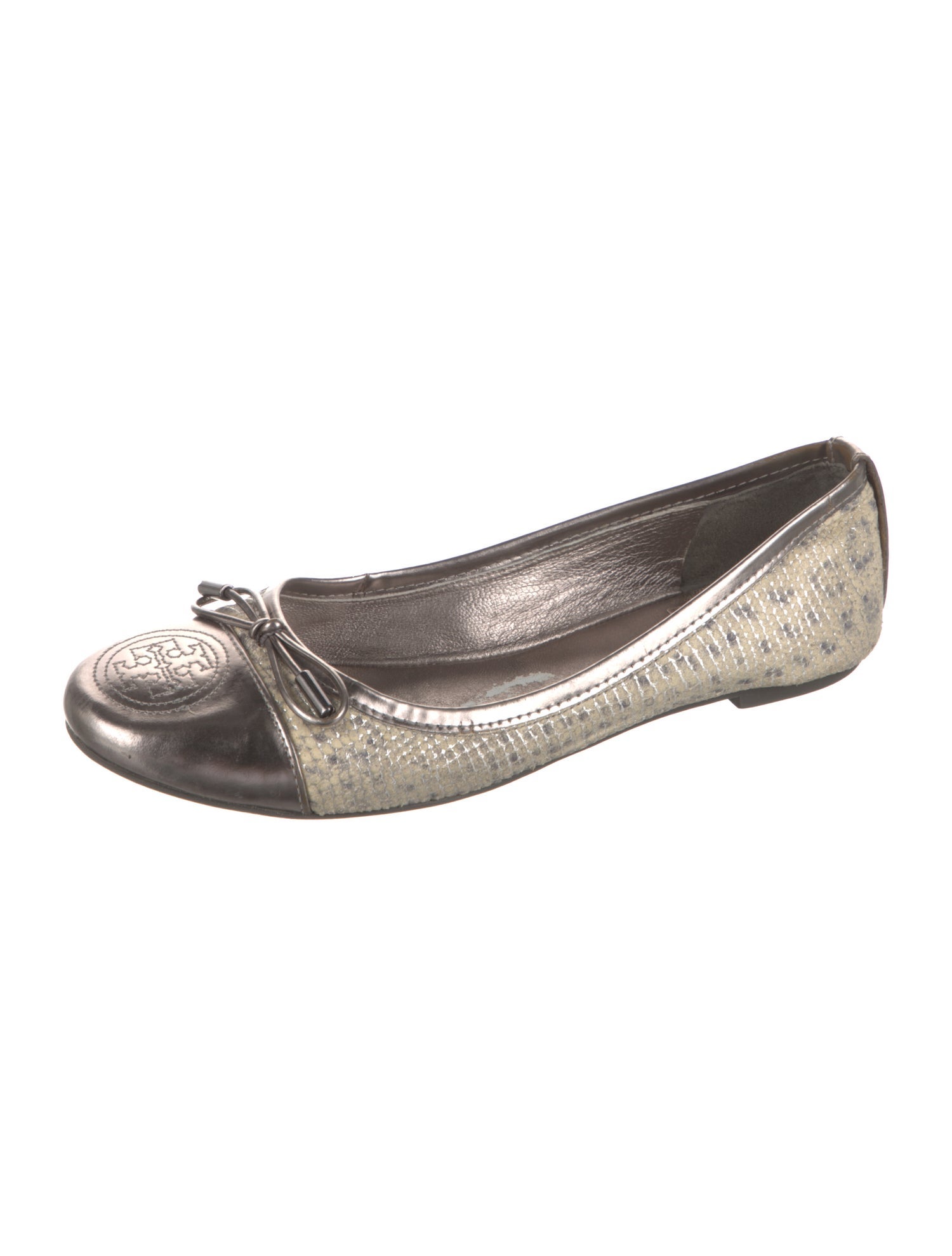Tory Burch Leather Bow Accents Ballet Flats