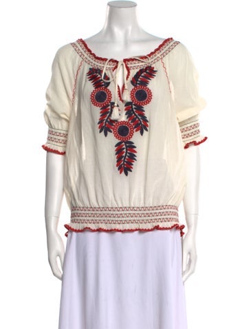 Tory Burch Tops Printed Bateau Neckline Tunic XS