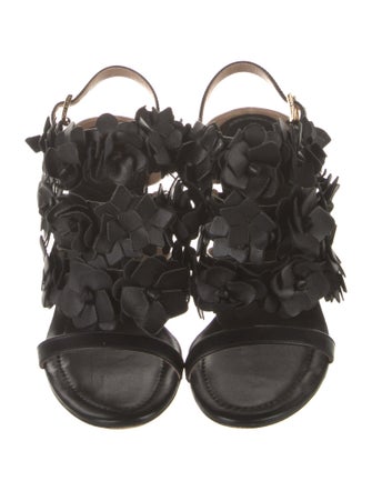 Tory Burch Leather Leather Trim Embellishment Slingback Sandals