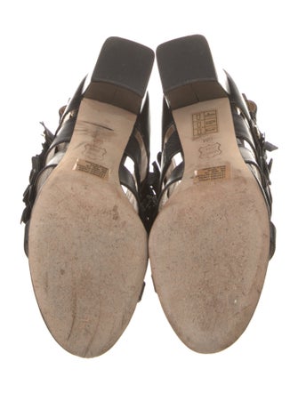 Tory Burch Leather Leather Trim Embellishment Slingback Sandals