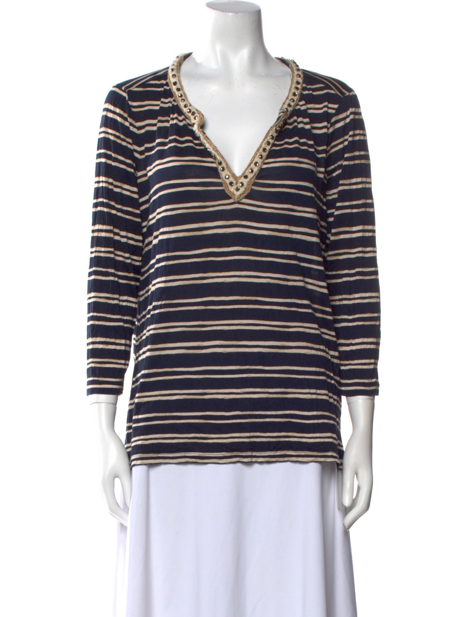 Tory Burch Silk Striped Top