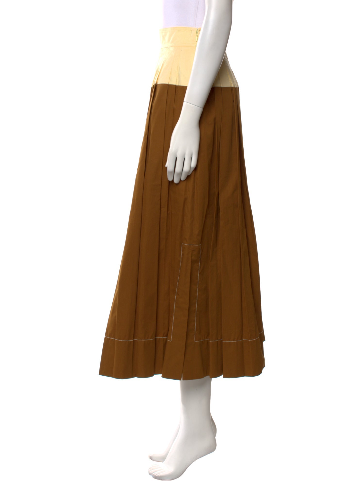 Tory Burch Pleated Accents Midi Length Skirt