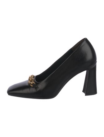 Tory Burch Leather Chain-Link Accents Pumps
