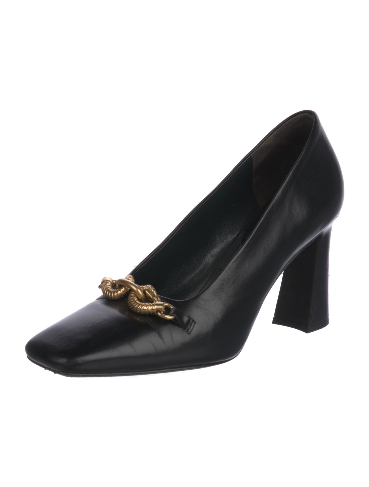 Tory Burch Leather Chain-Link Accents Pumps